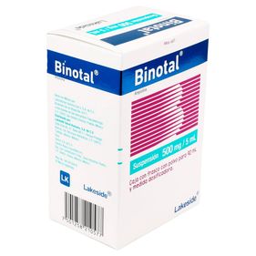 BINOTAL(A) - SUS 500 mg/5 ml Caja con frasco y medida dosificadora ...