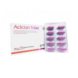 Acicran Max 1.16g caja con 30 tabletas recubiertas — 9156 | Precio Vitau