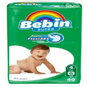 PAÑAL BEBIN SUPER FLEXISEC GDE 40 PZA PAQUETE DE 40 PIEZAS TALLA GRANDE ...